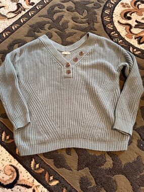 Maurices Sage Green V-Neck Button Detail Women's Sweater